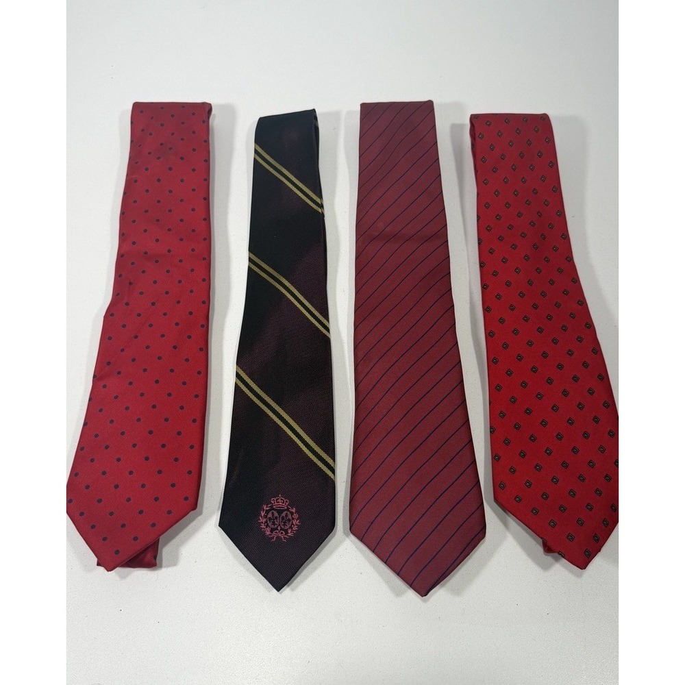 4 Lot Tie necktie silk Christopher Hayes, Macys, John Henry Red Color